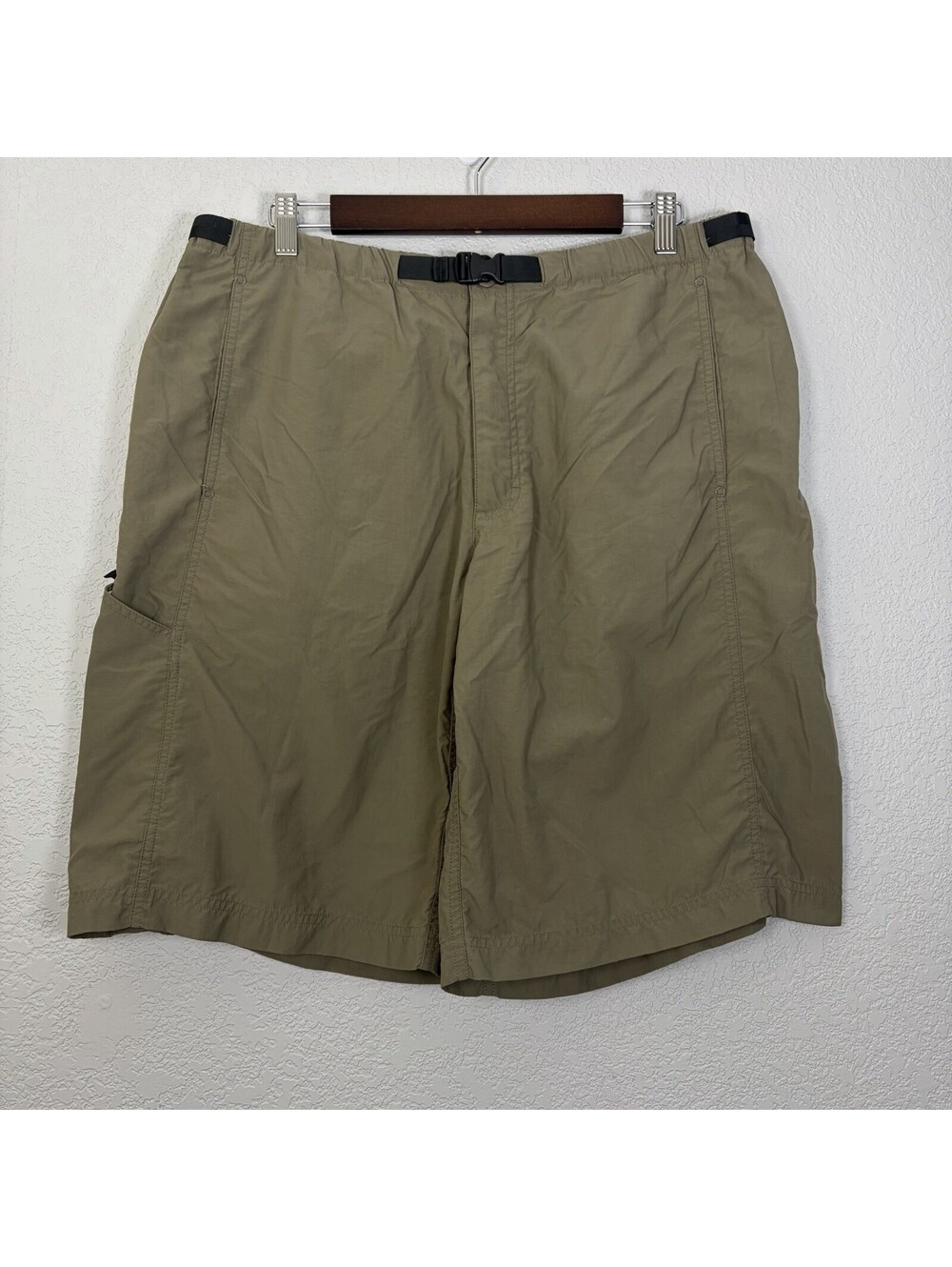 Patagonia Men’s L Nylon Hiking Shorts Khaki Belted Outdoor Trail Cargo Pockets